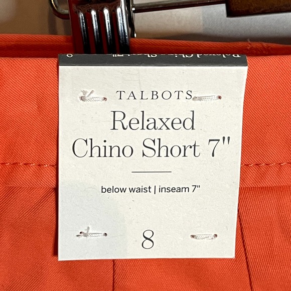 NWT Talbots Relaxed Chino Shorts 7" Inseam Bright Orange / Pink Color Size 8 - Picture 3 of 6